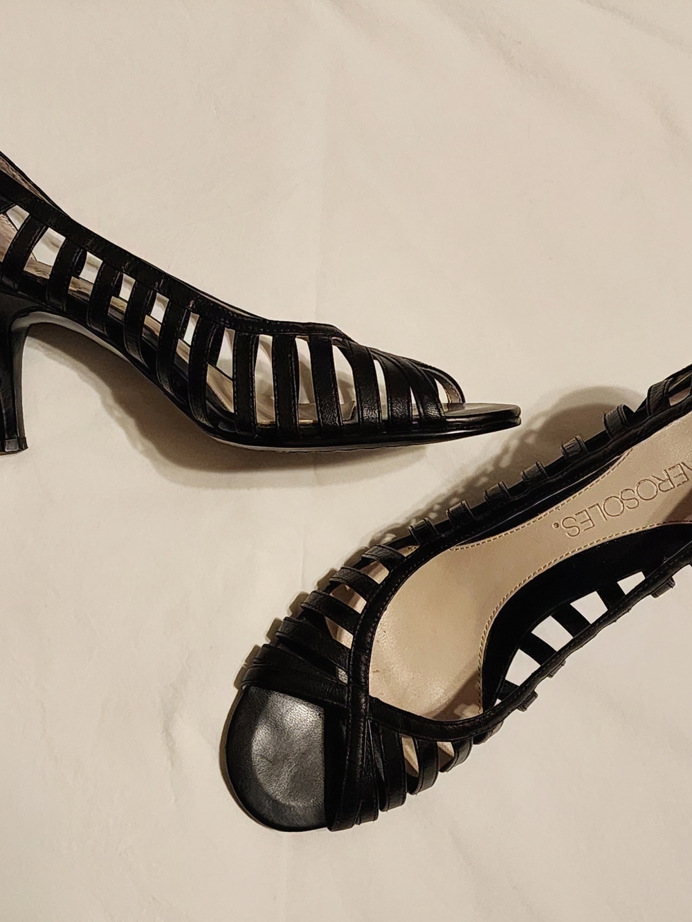 Black Strappy Peep-Toe Heels